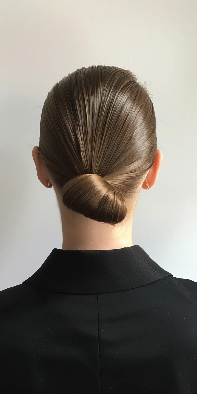 slick back hairstyle French twist, Updo, Asymmetric cut, Chignon, Ballerina bun