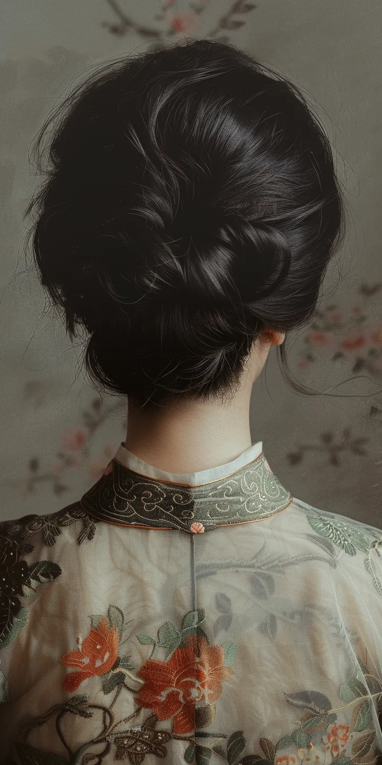 chinese hairstyle Japanese women's hairstyles, Updo, Chignon, Milkmaid braid, Historical Christian hairstyles