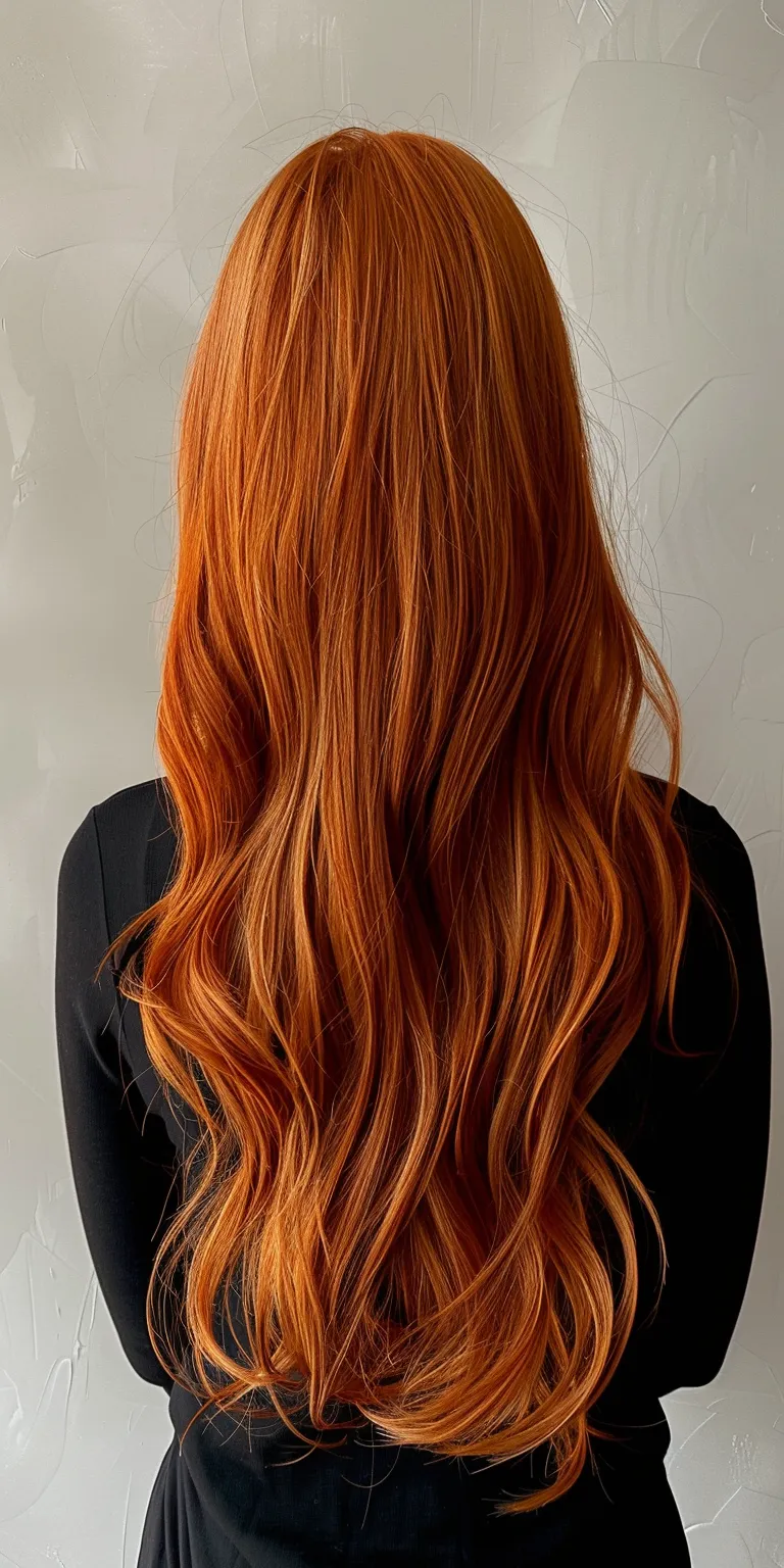 red hair styles Mermaid hair, Asymmetric cut, Layered Long Kiss curl