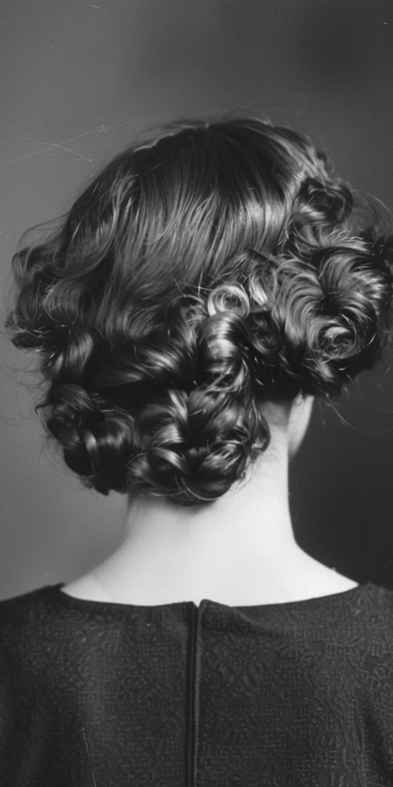 1950 hairstyles Milkmaid braid, Chignon, Finger wave, Updo, Ringlets