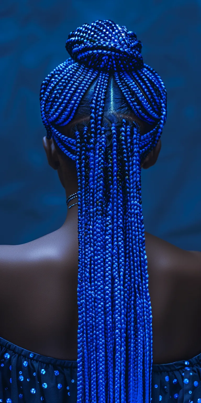 blue box braids Hair twists, Waterfall braids, Crochet Boho Cornrows