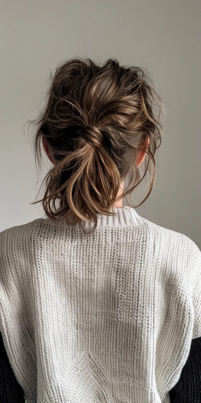 tomboy hairstyle Updo, Chignon, Milkmaid braid, Layered hair, French twist