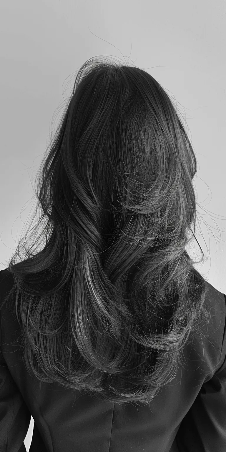 long layered haircuts Layered hair, Asymmetric cut, Long Curtained Feathered hair