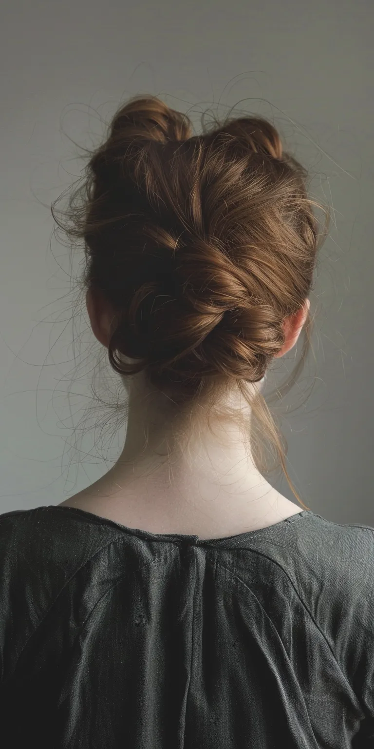 messy bun hairstyles Updo, Chignon, Ballerina bun, Milkmaid braid, French twist