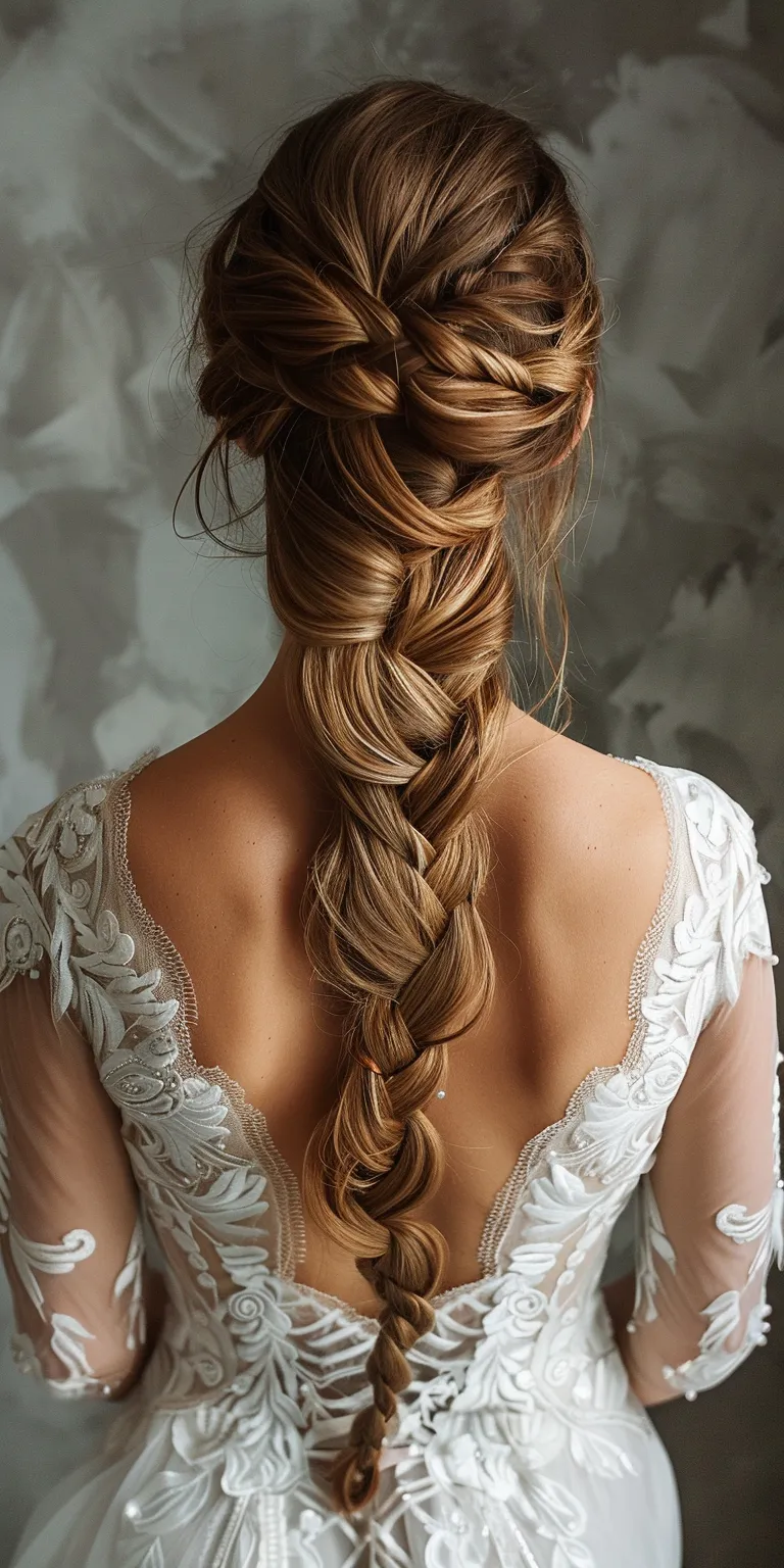 long hair wedding styles Waterfall braids, Updo, Chignon, French braid, twist