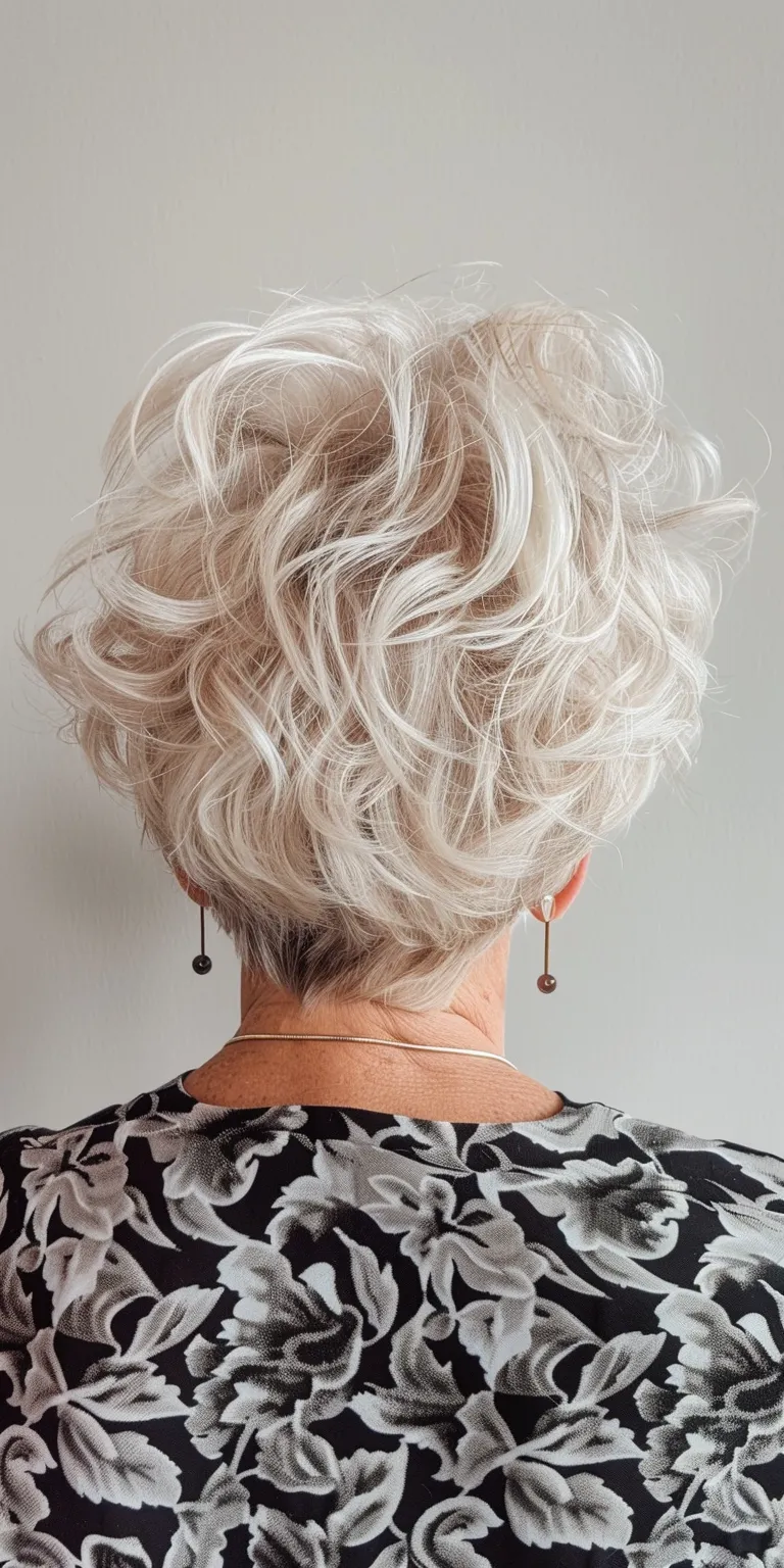 hair styles for over 60s Asymmetric cut, Digital perm, Short brush Pixie Updo