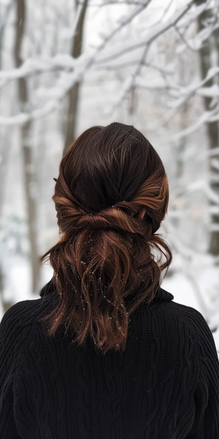 winter hairstyles Chignon, Layered hair, French twist, braid, Updo