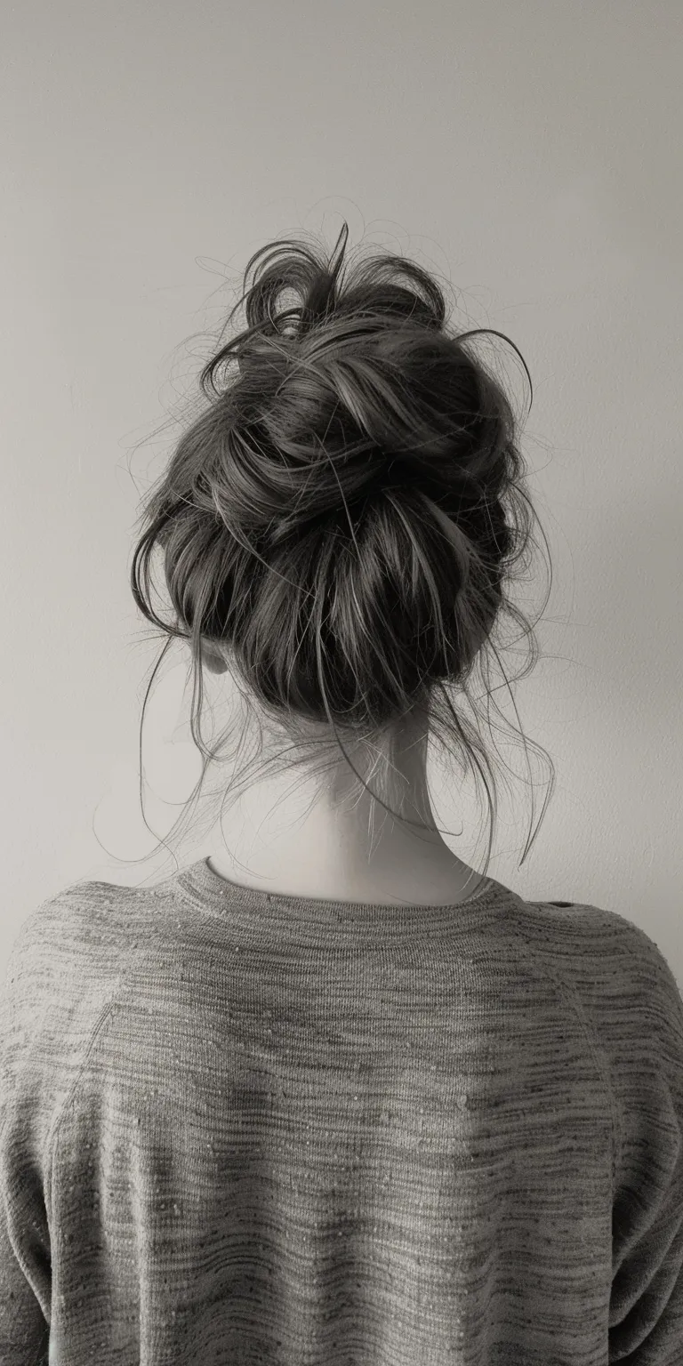 half bun hairstyle Chignon, Updo, Ballerina bun, Layered hair, Milkmaid braid