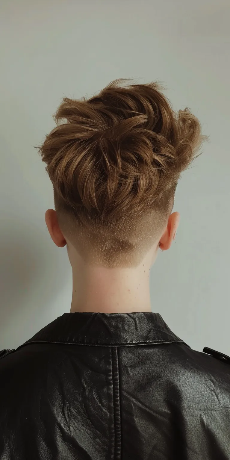 skin fade haircuts Pompadour, Asymmetric cut, Short brush Professional Digital perm