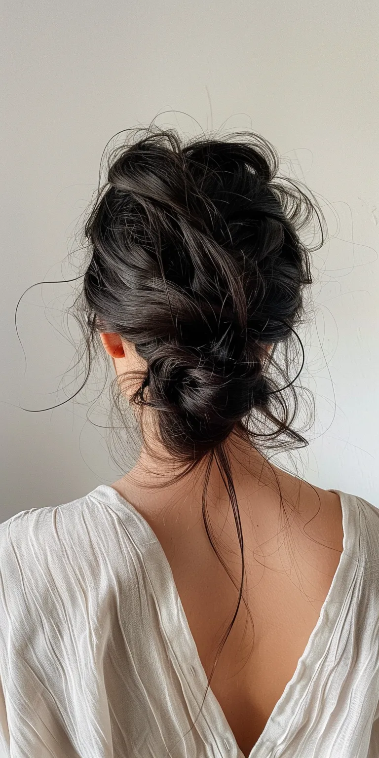 suavecita pomade Updo, French twist, Chignon, Milkmaid braid, Layered hair