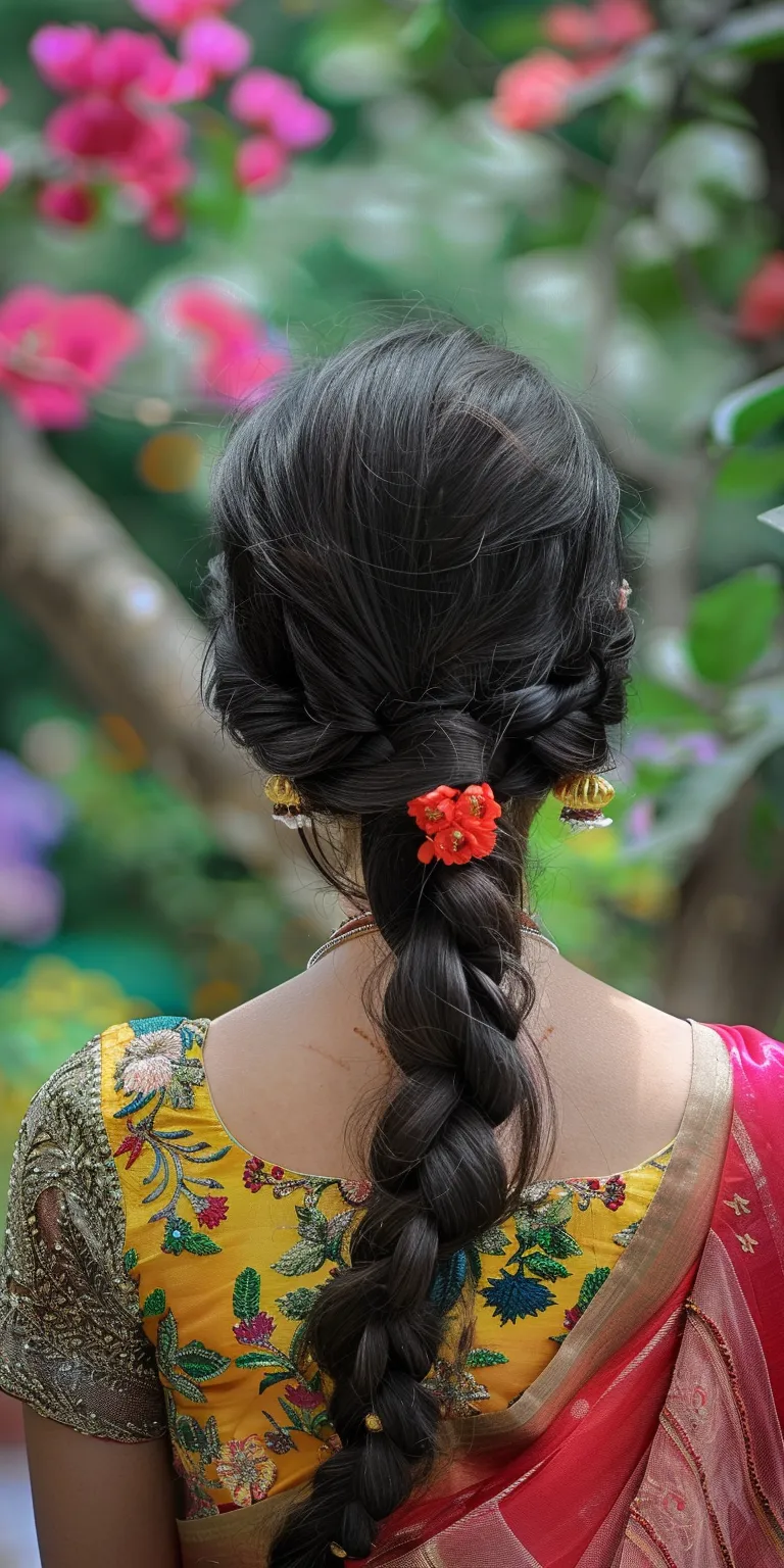 indian hair styles Milkmaid braid, Updo, Japanese women's hairstyles, Boho braids, French braid