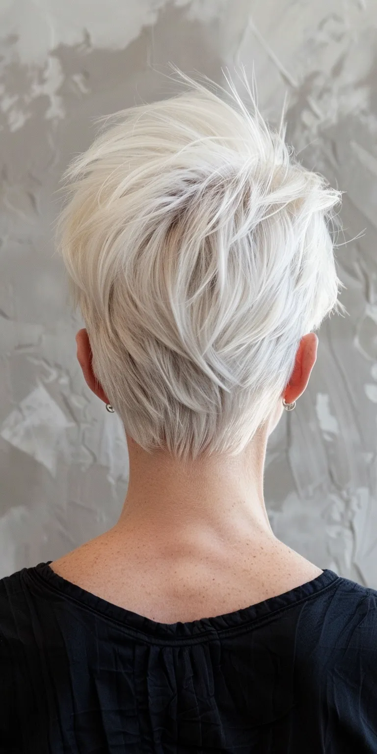 short hairstyles for thin hair Asymmetric cut, Pixie Short brush Pompadour, Frosted tips