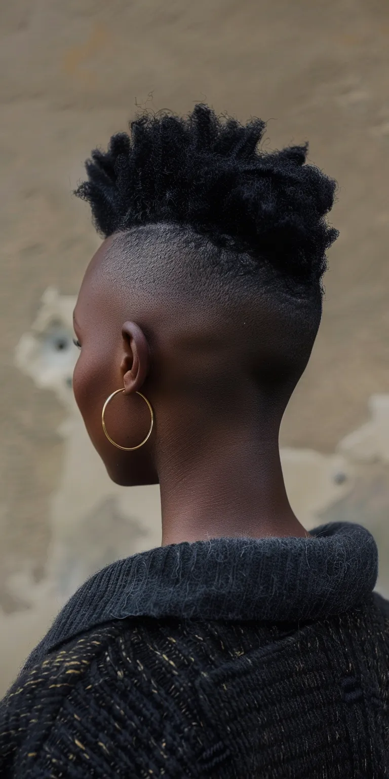 mohawk styles Afro puffs, Pompadour, Asymmetric cut, Chignon, Laid edges