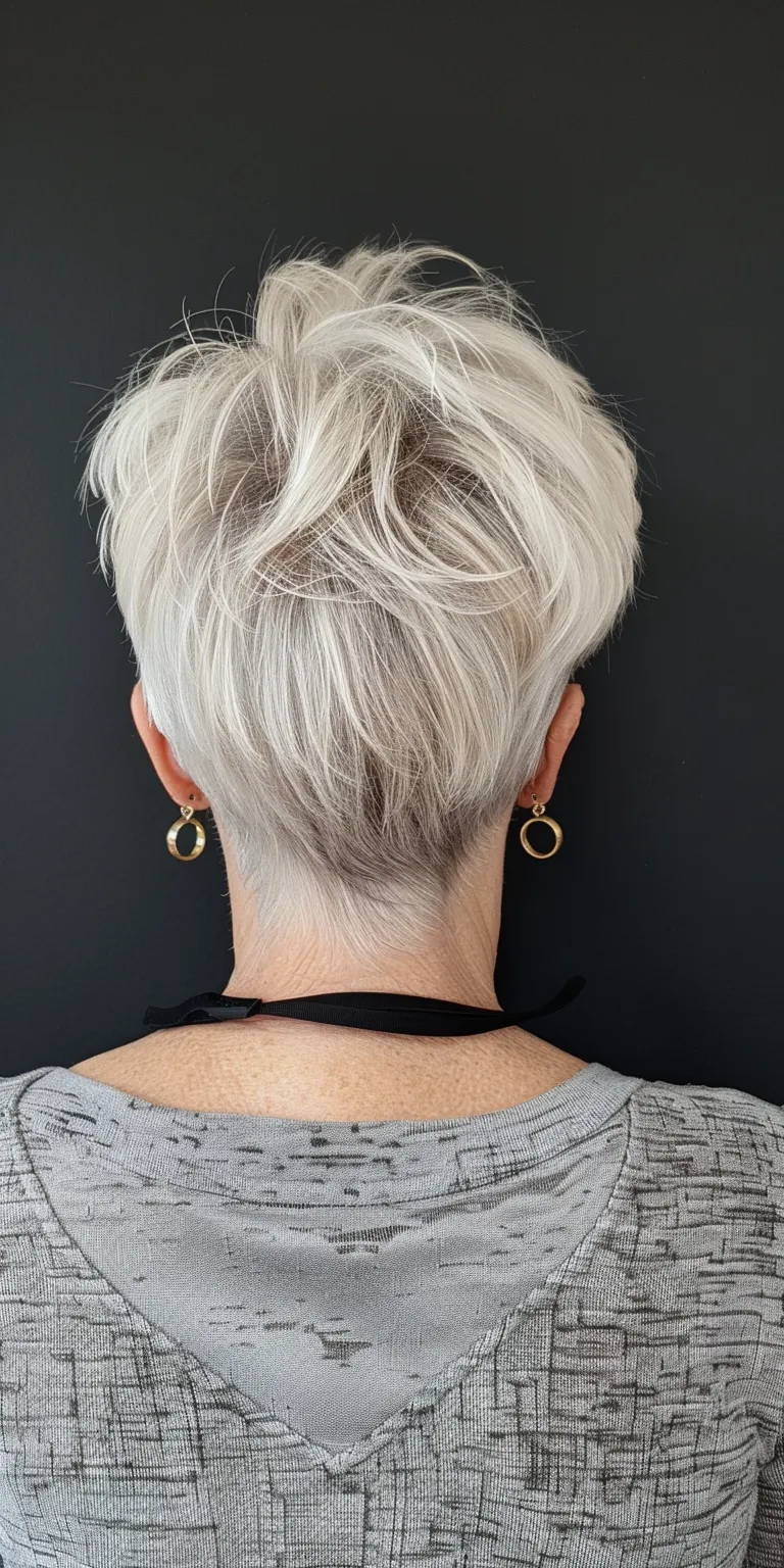 pixie hair styles Asymmetric cut, Short brush Pixie Pompadour, back and sides