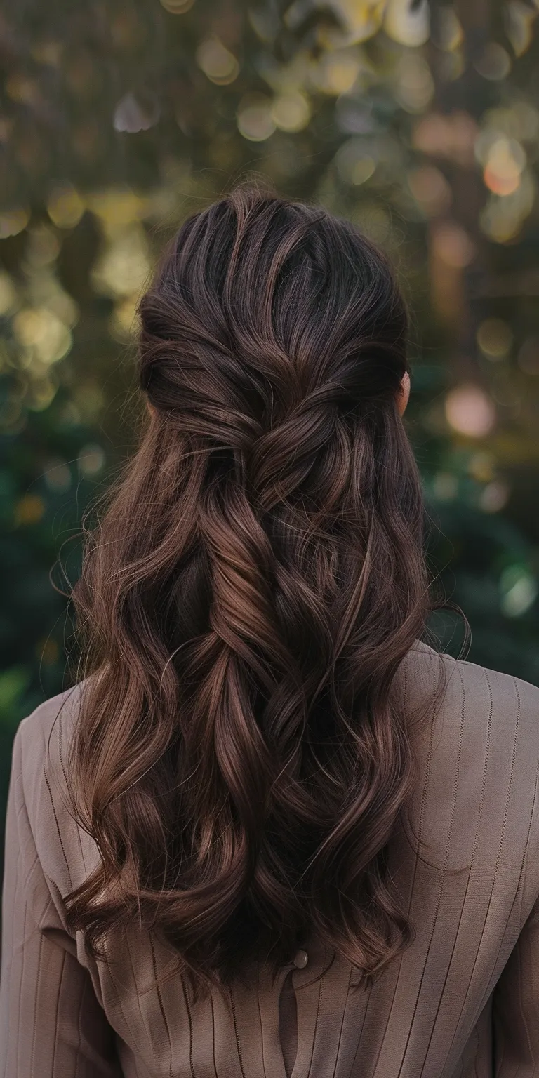 hair styles for thick Waterfall braids, Layered hair, Braid, French braid, Updo