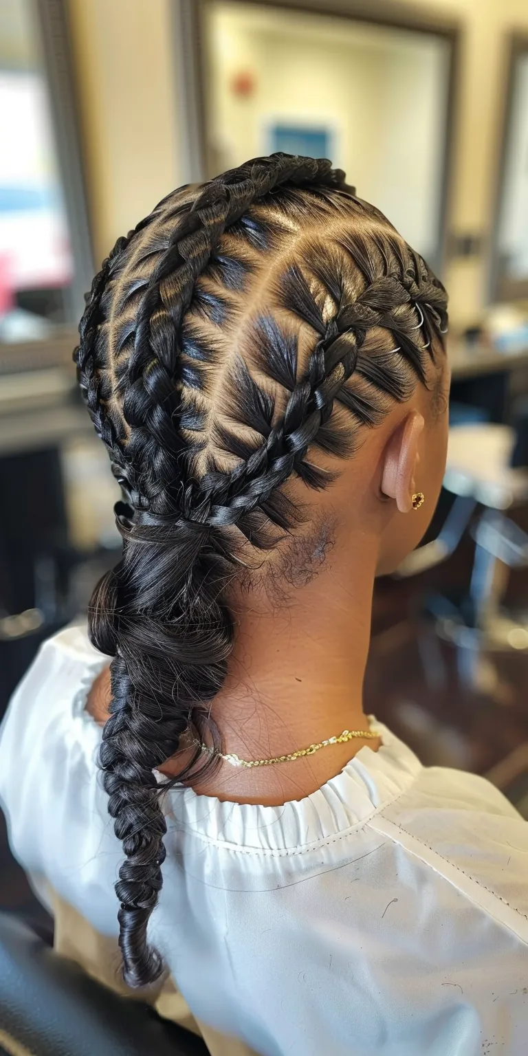 braids with curls at the end Waterfall braids, French twist, Hair twists, Stacked bob, Digital perm