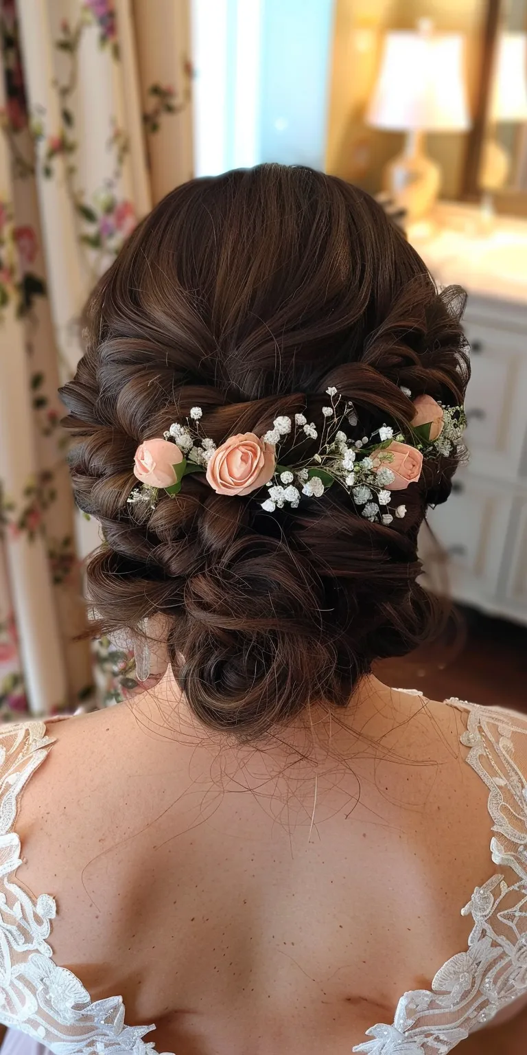 wedding hair styles Updo, Milkmaid braid, Waterfall braids, Boho French twist