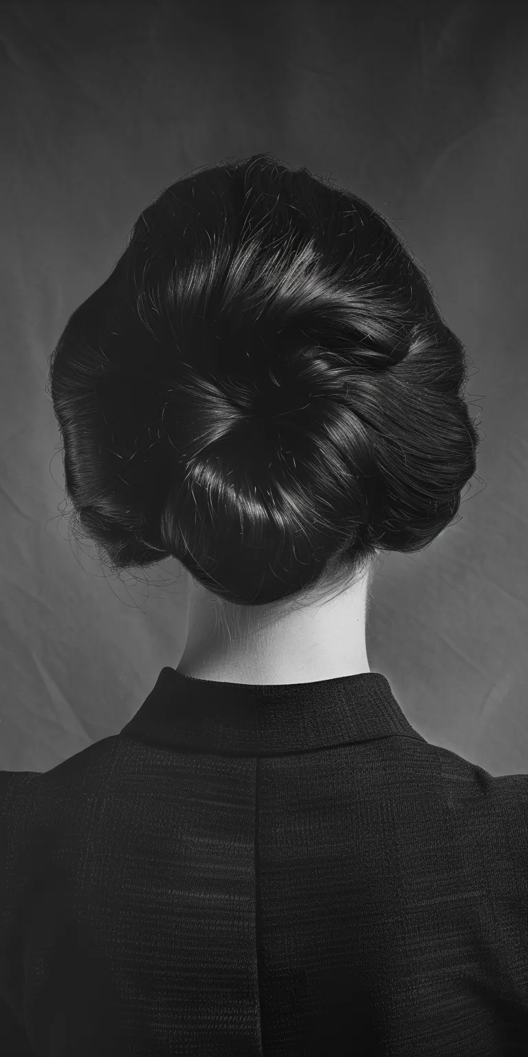 60's hairstyles Chignon, Updo, Japanese women's hairstyles, Finger wave, French twist