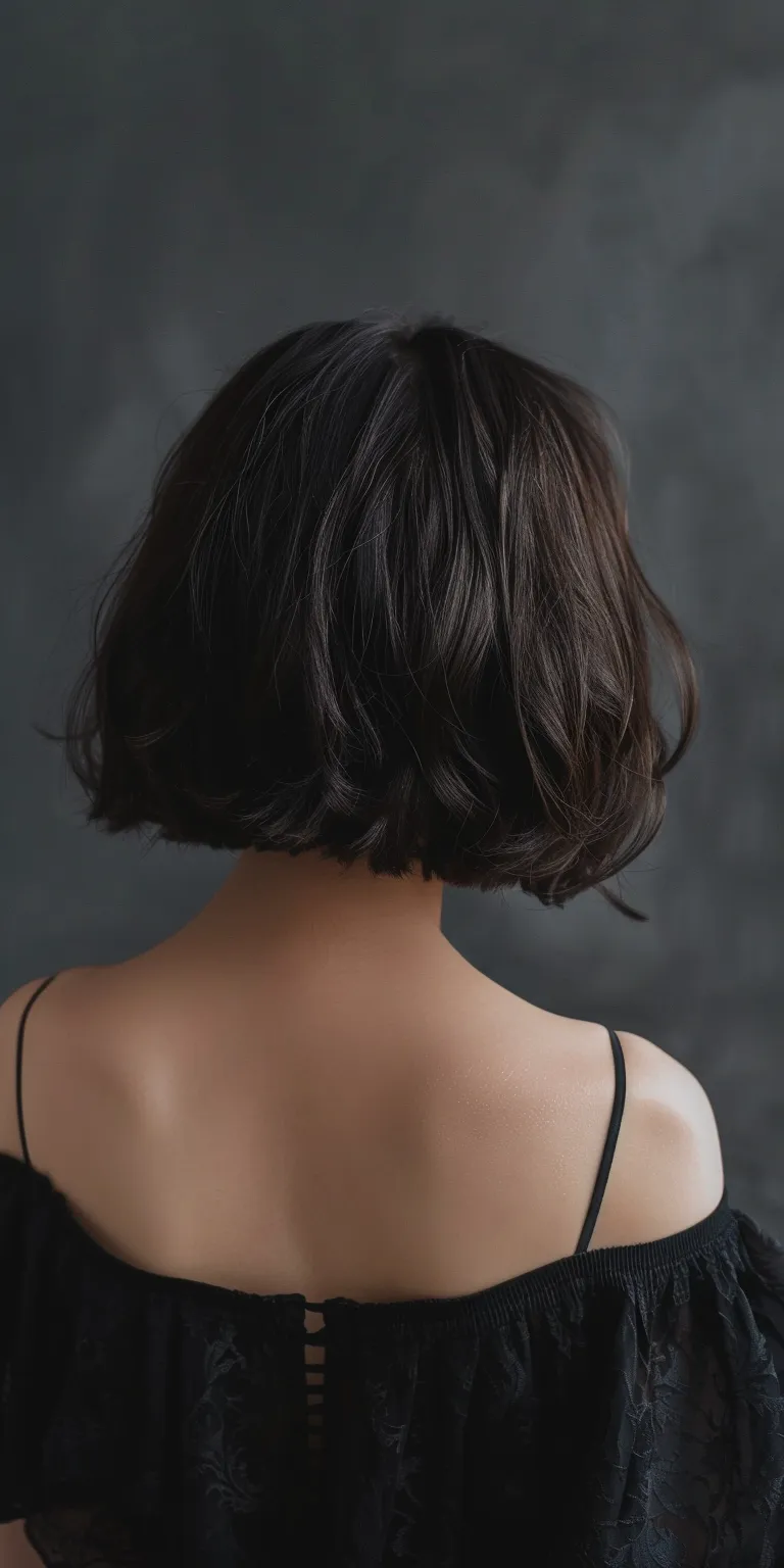 bob hairstyles Asymmetric cut, Bob Japanese women's hairstyles, Chignon, Short hair