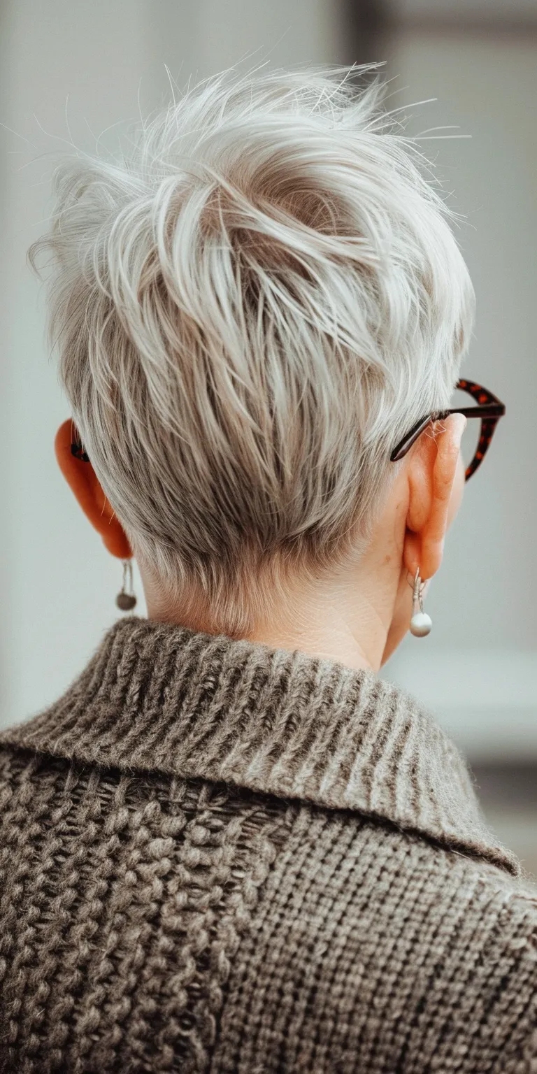 short hairstyles for women over 60 Asymmetric cut, Short brush Pixie Pompadour, Layered hair