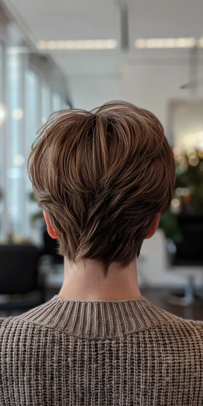 short hairstyles for fat faces and double chins Asymmetric cut, Short brush Professional Digital perm, Butterfly haircut