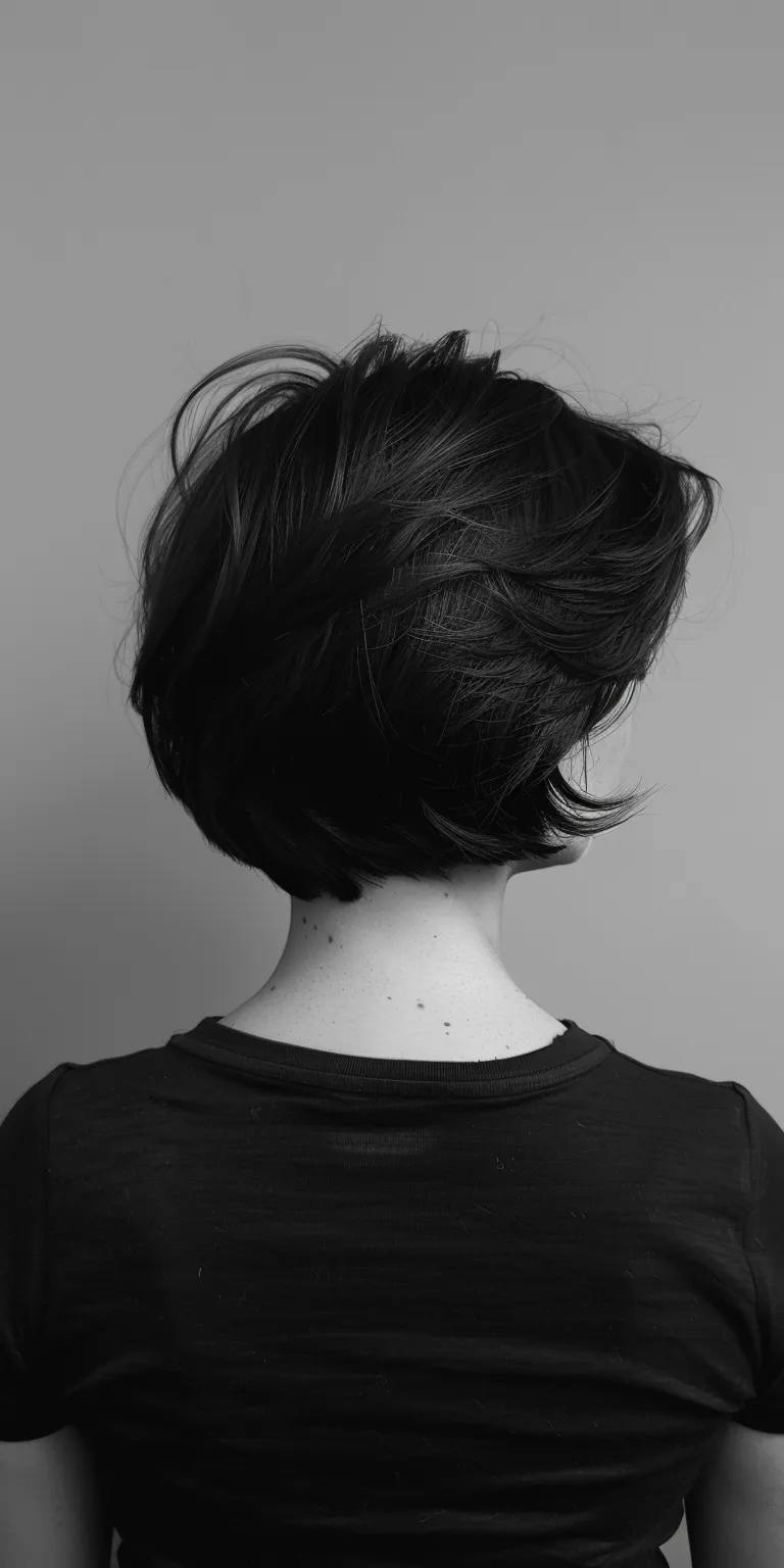 short layered hairstyles Asymmetric cut, Chignon, Bob Short brush Japanese women's