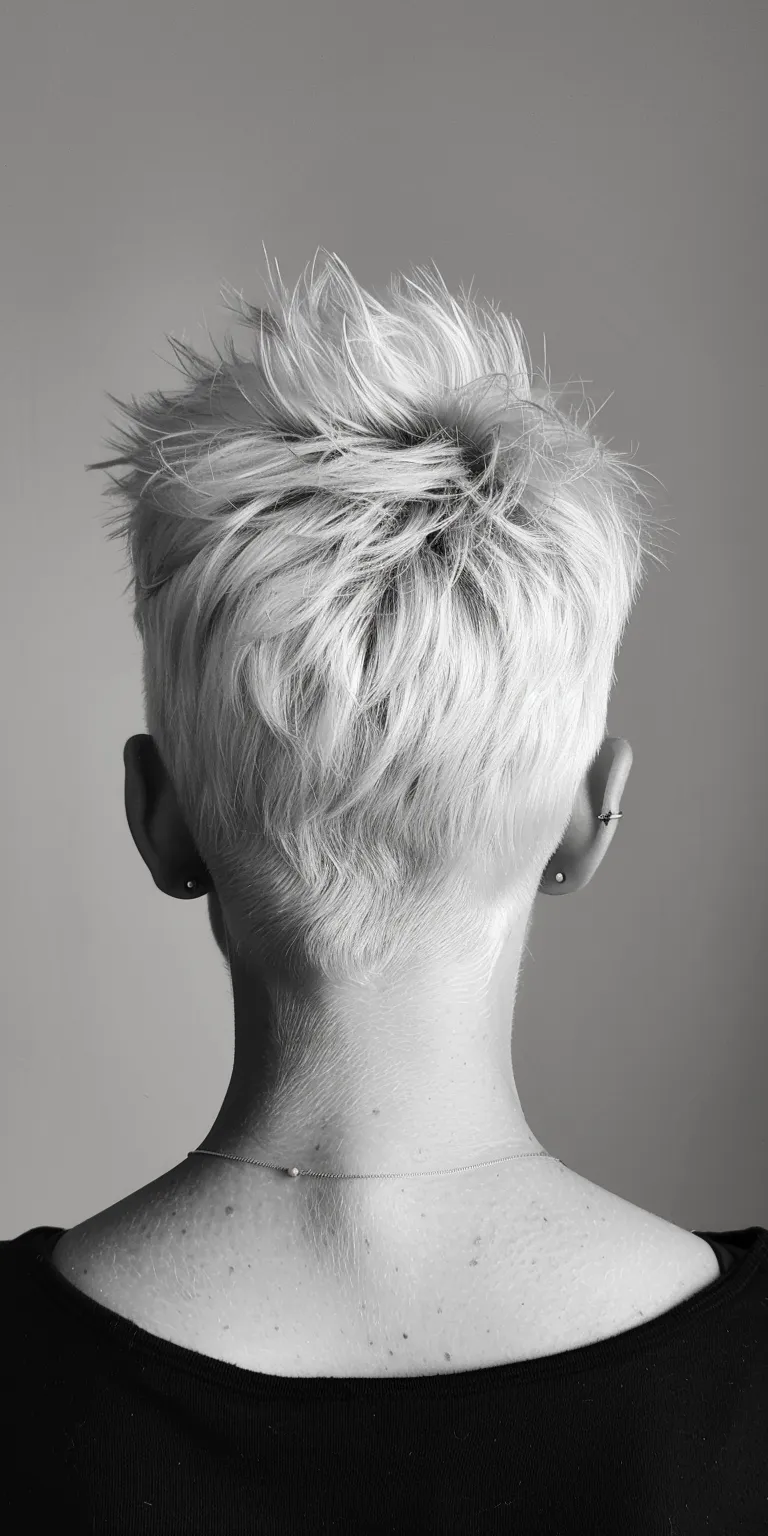 short hairstyles for women Asymmetric cut, Mohawk, Short brush Pompadour, back and sides