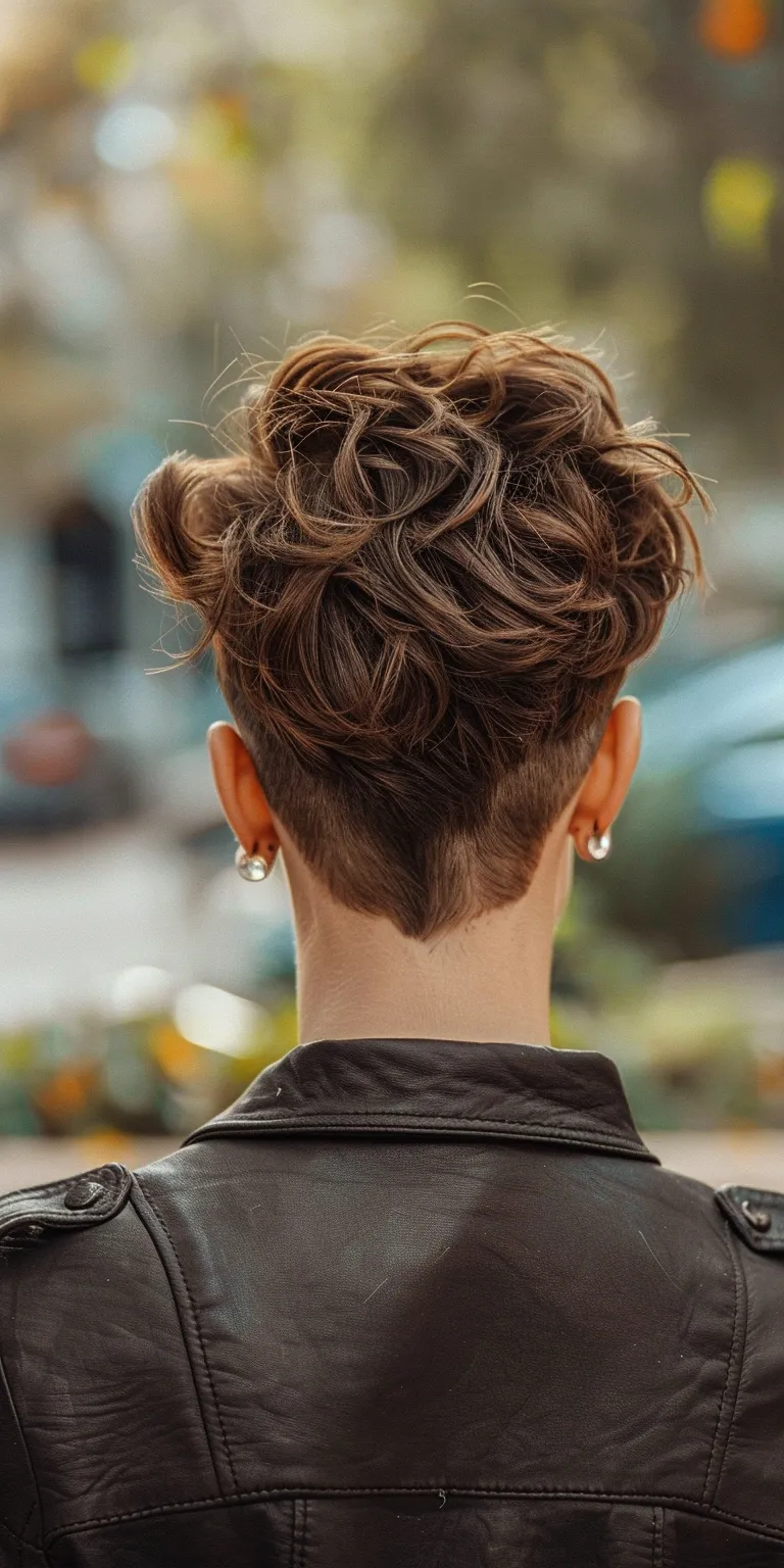 medium short haircuts Updo, Chignon, French twist, Pompadour, Asymmetric cut