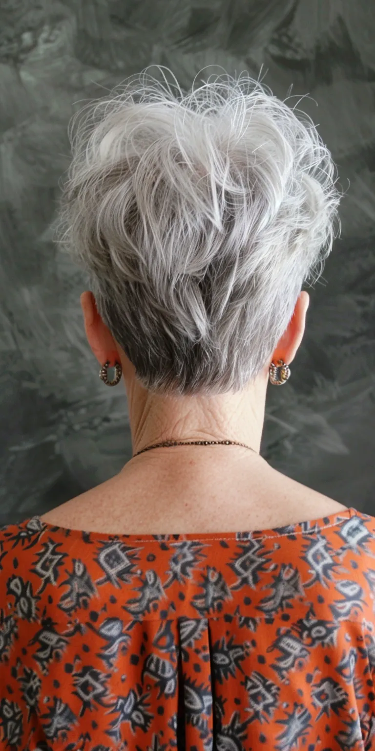 short hairstyles for mature women Asymmetric cut, Short brush Pixie Digital perm, Pompadour