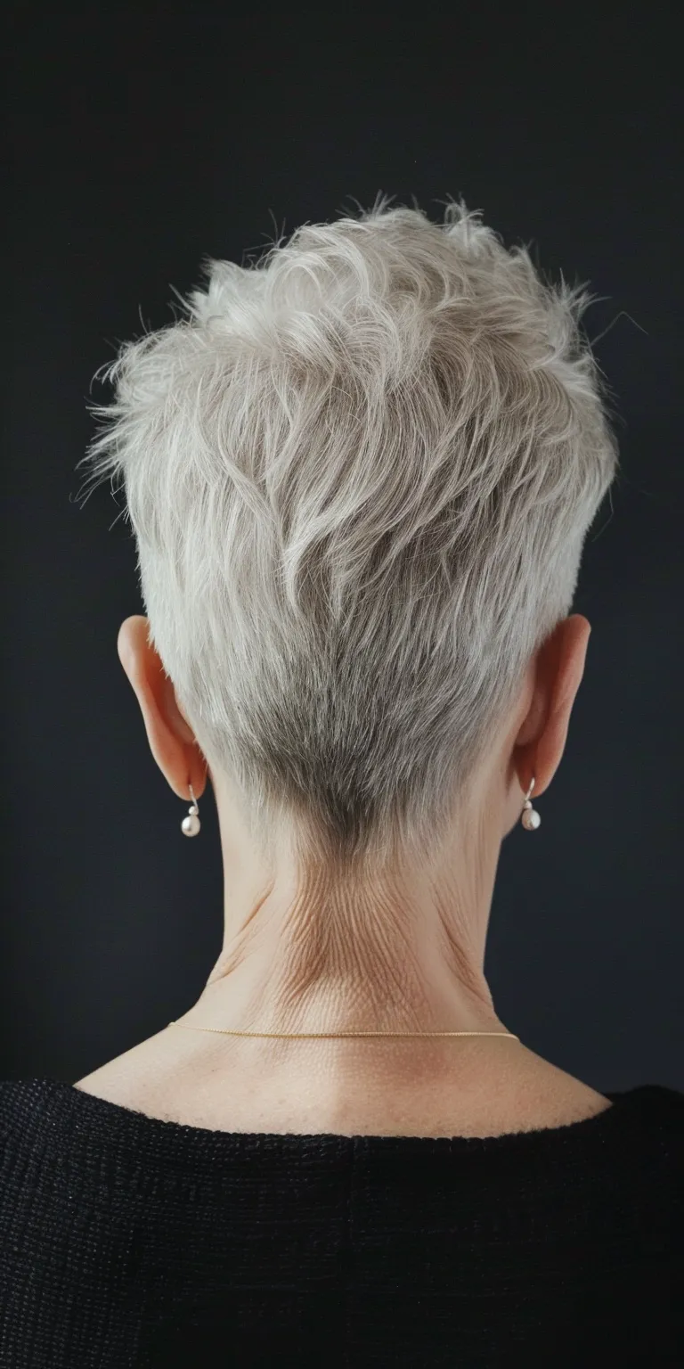 short hairstyles for women over 70 Asymmetric cut, Pompadour, Short brush Pixie Tonsure