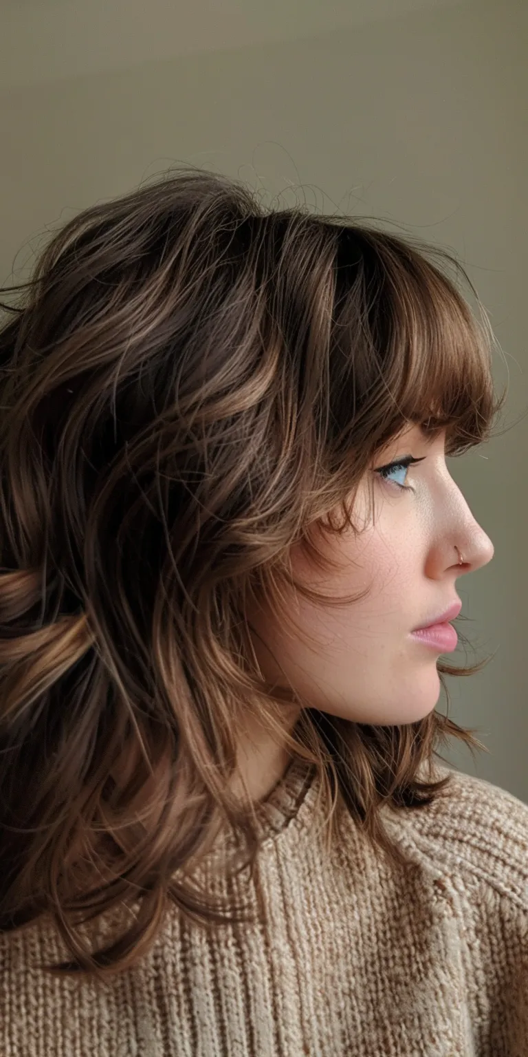 fringe bangs Digital perm, Layered hair, Asymmetric cut, Bangs, Historical Christian hairstyles