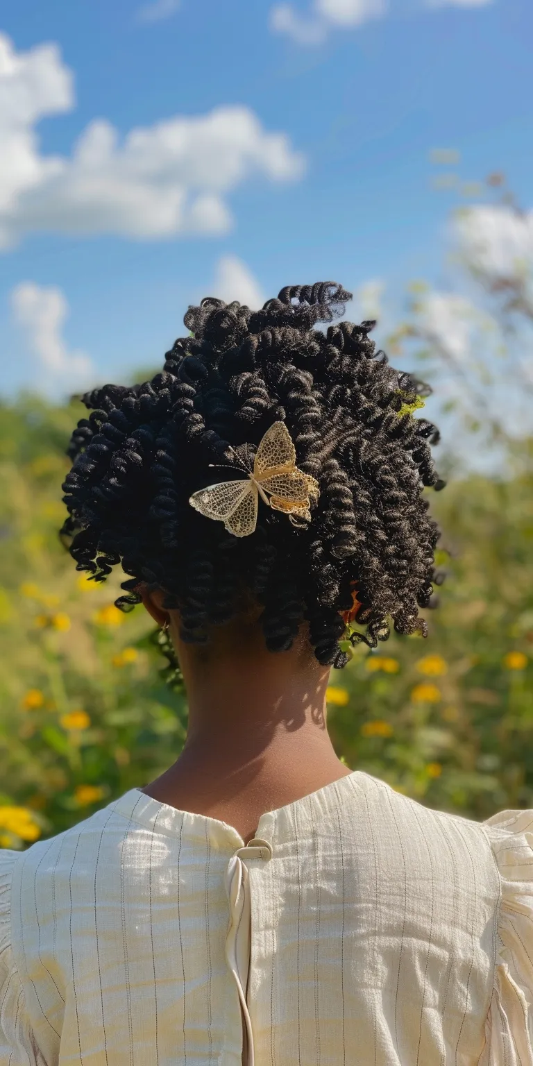 butterfly locs short Butterfly haircut, Digital perm, Kinky hair, Beehive, Afro puffs