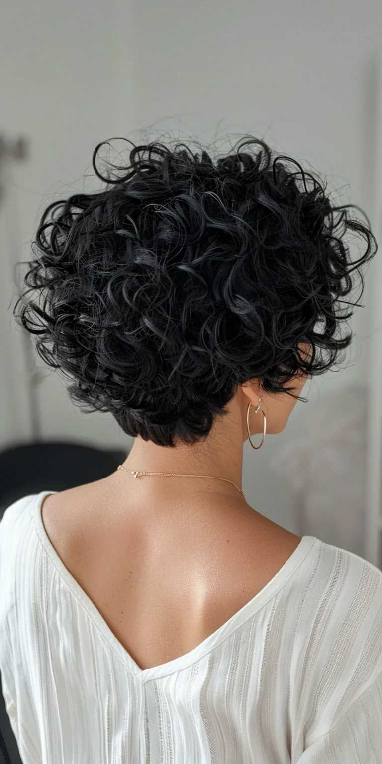 short curly hair styles Asymmetric cut, Digital perm, Kinky hair, Jheri curl, Layered