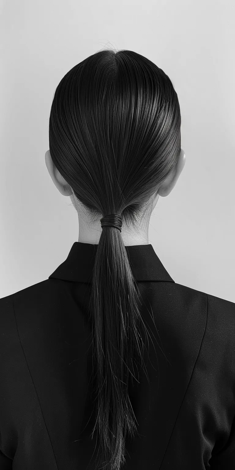 sleek ponytail Asymmetric cut, Chignon, French twist, Updo, Ponytail