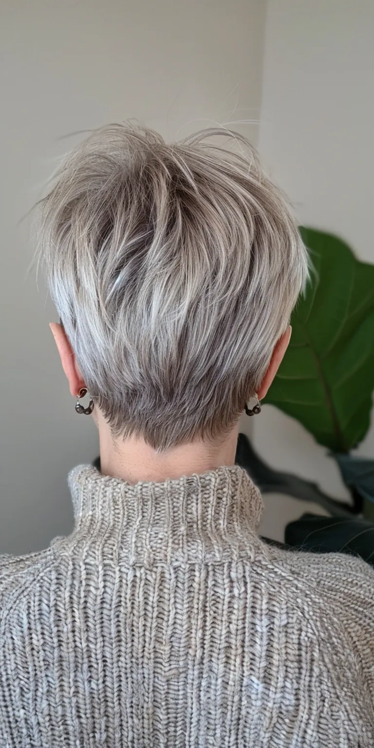 short hairstyles for mature women Short brush cut, Asymmetric Pixie Layered hair, Butterfly haircut