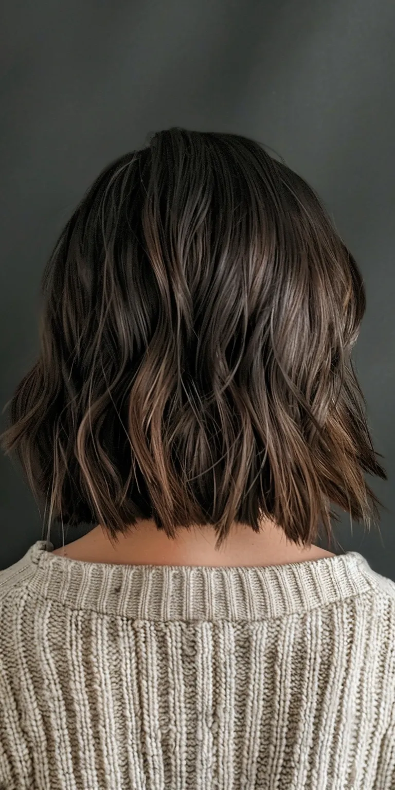 shoulder length hairstyles with bangs Asymmetric cut, Layered hair, Bob Professional Short brush cut