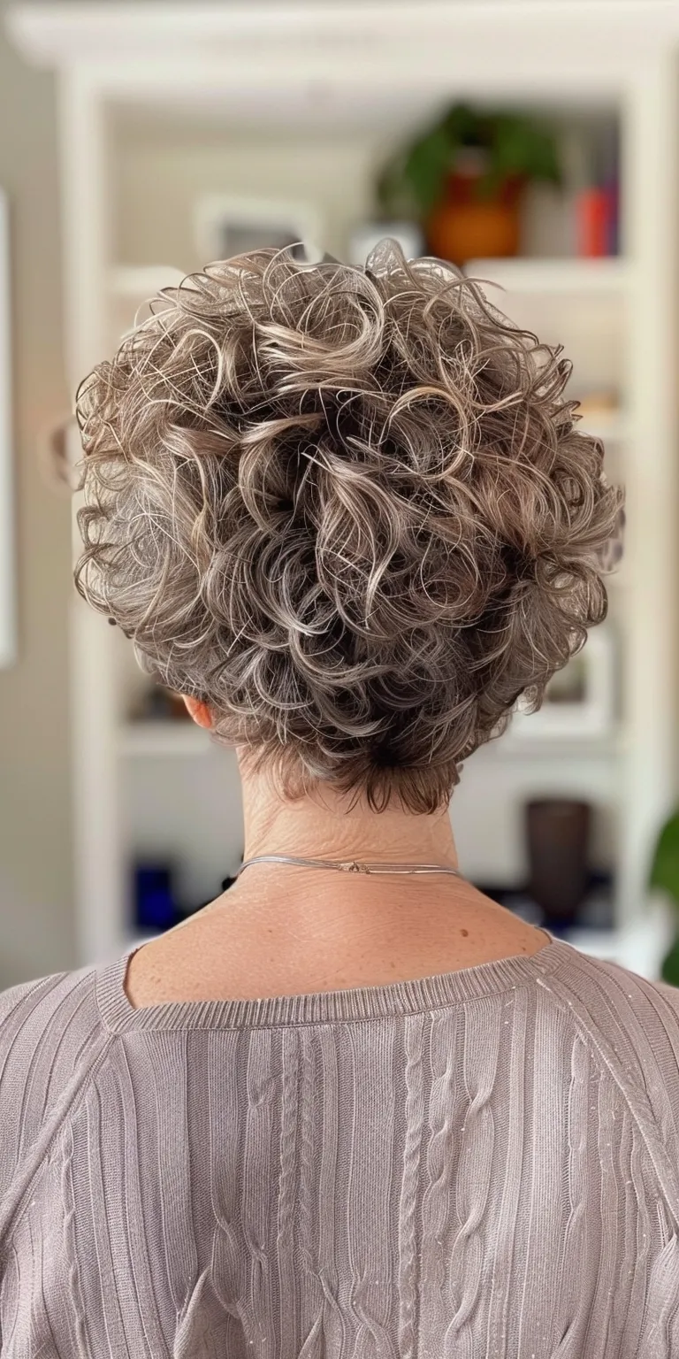 short curly haircuts for women Digital perm, Updo, Short brush cut, French twist, Asymmetric cut