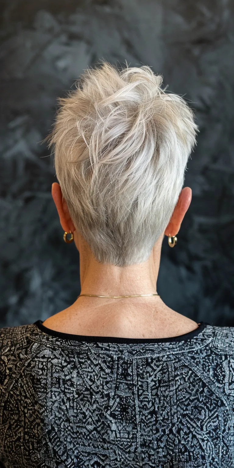 pixie haircuts Asymmetric cut, Short brush Pompadour, back and sides, Tonsure