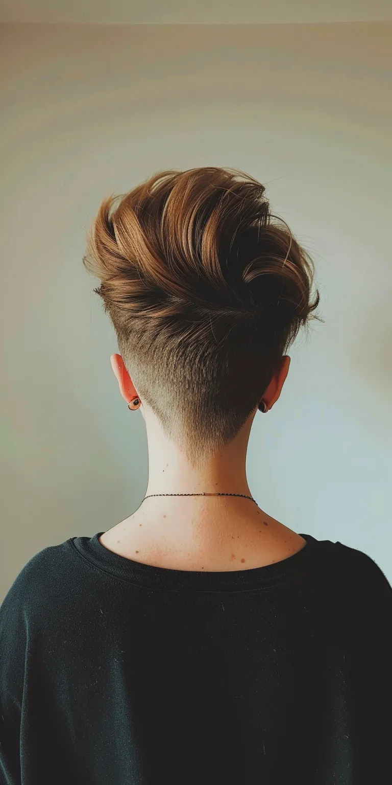 high fade hairstyle Updo, Asymmetric cut, Pompadour, French twist, Chignon