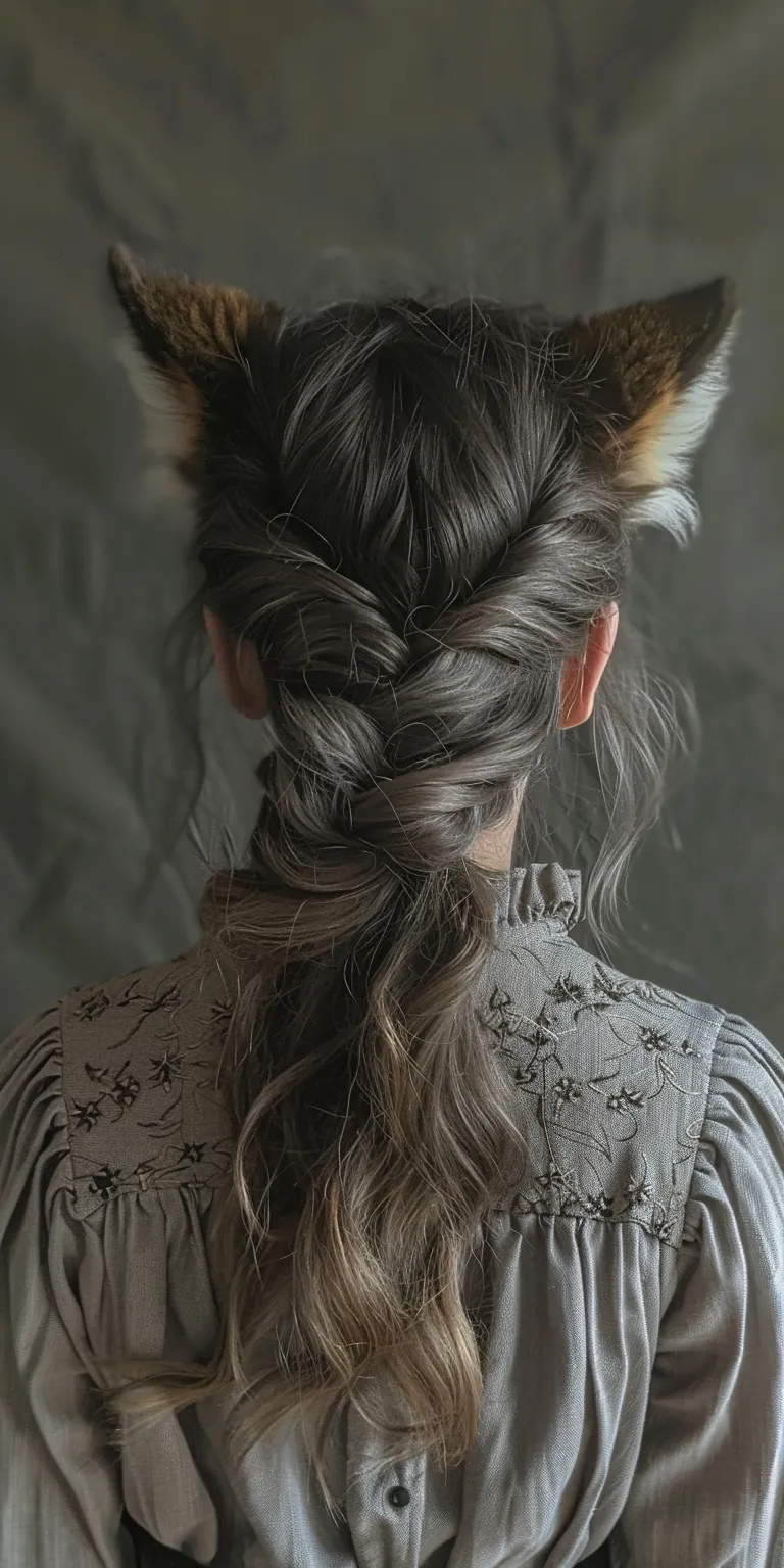 wolf hairstyle Updo, French braid, Milkmaid twist, Chignon