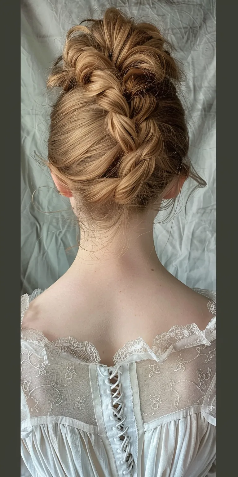 regency hairstyles Ballerina bun, Updo, Milkmaid braid, French twist