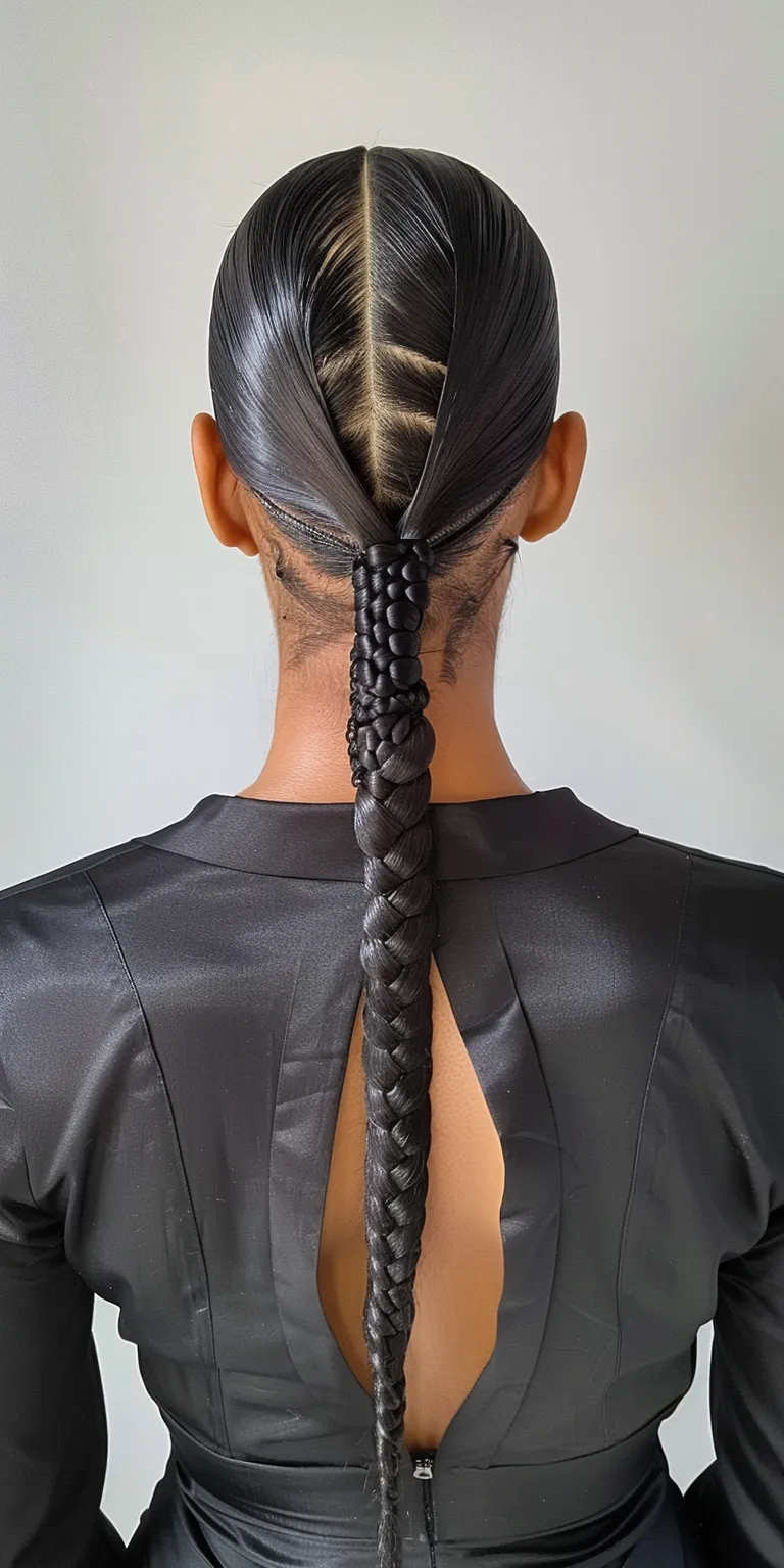 slick back ponytail French twist, Asymmetric cut, Waterfall braids, braid, Braid