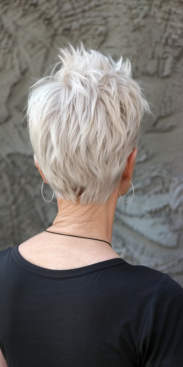 pixie haircuts for older women Asymmetric cut, Short brush Pixie Layered hair, Digital perm