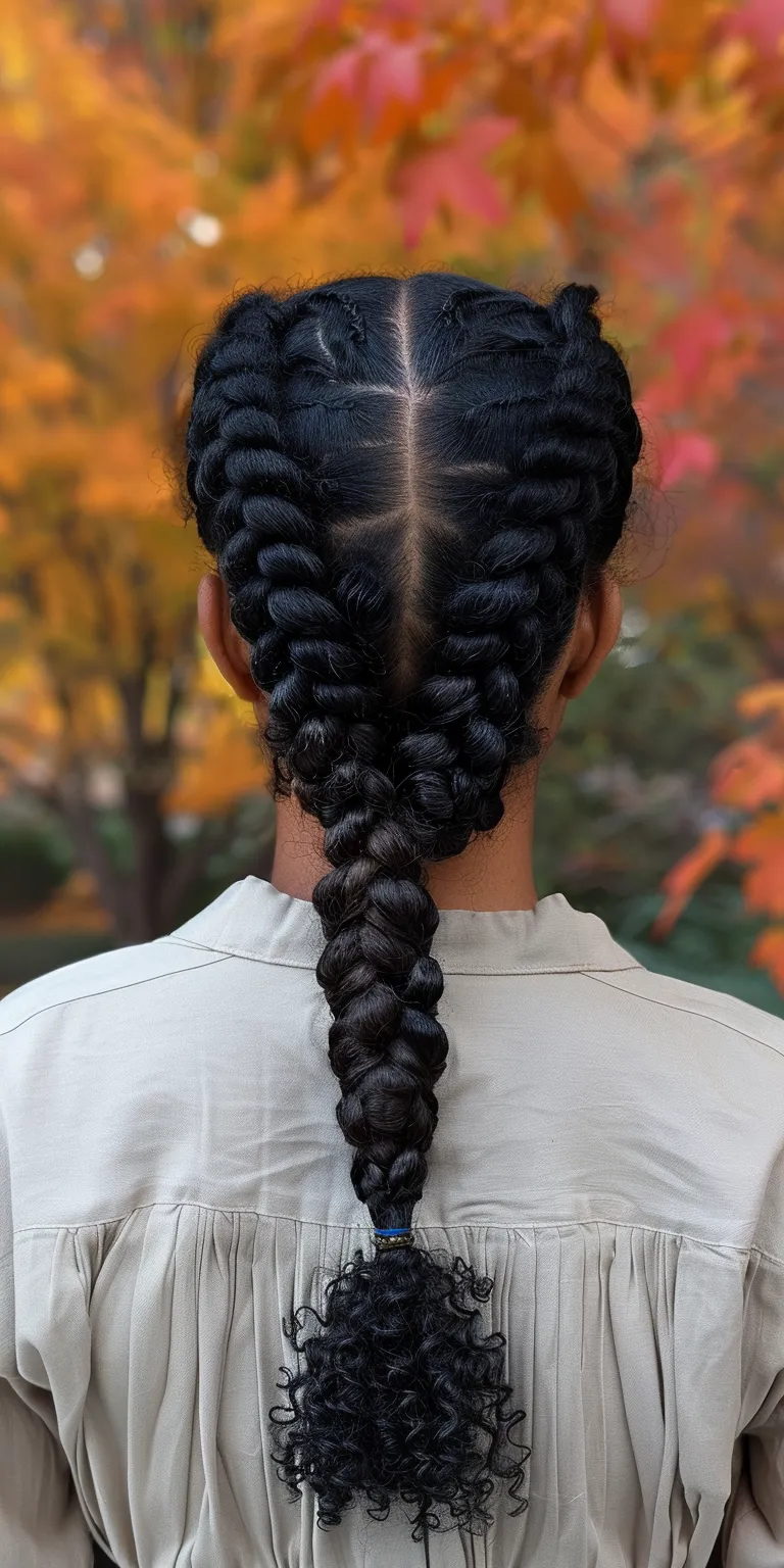 large knotless braids Japanese women's hairstyles, French braid, Waterfall braids, twist, Braid