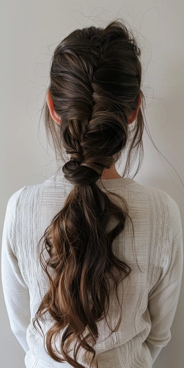 pony hairstyles French braid, Updo, Waterfall braids, Milkmaid twist