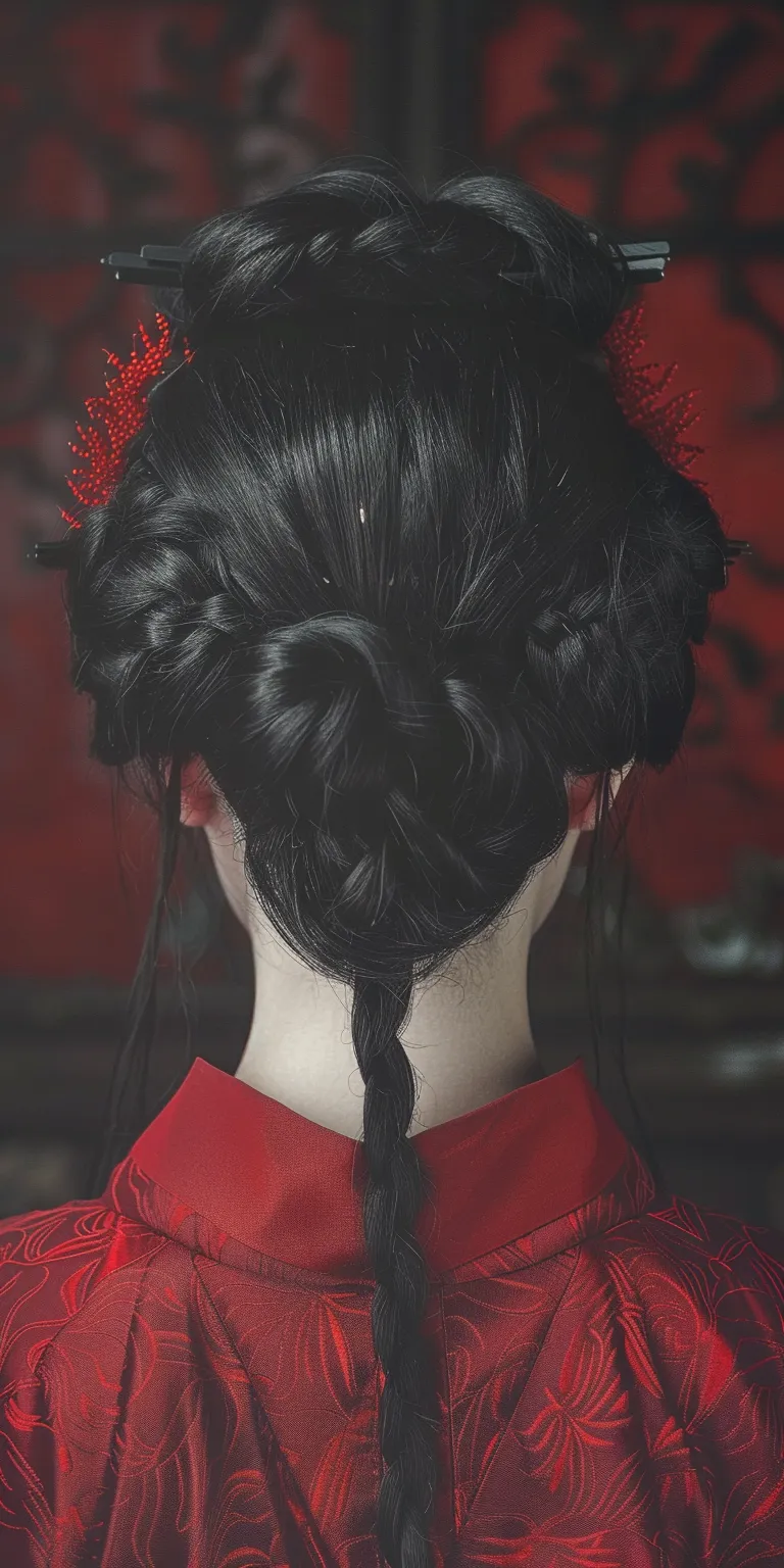 samurai hairstyle Japanese women's hairstyles, Updo, Milkmaid braid, French twist, Chignon