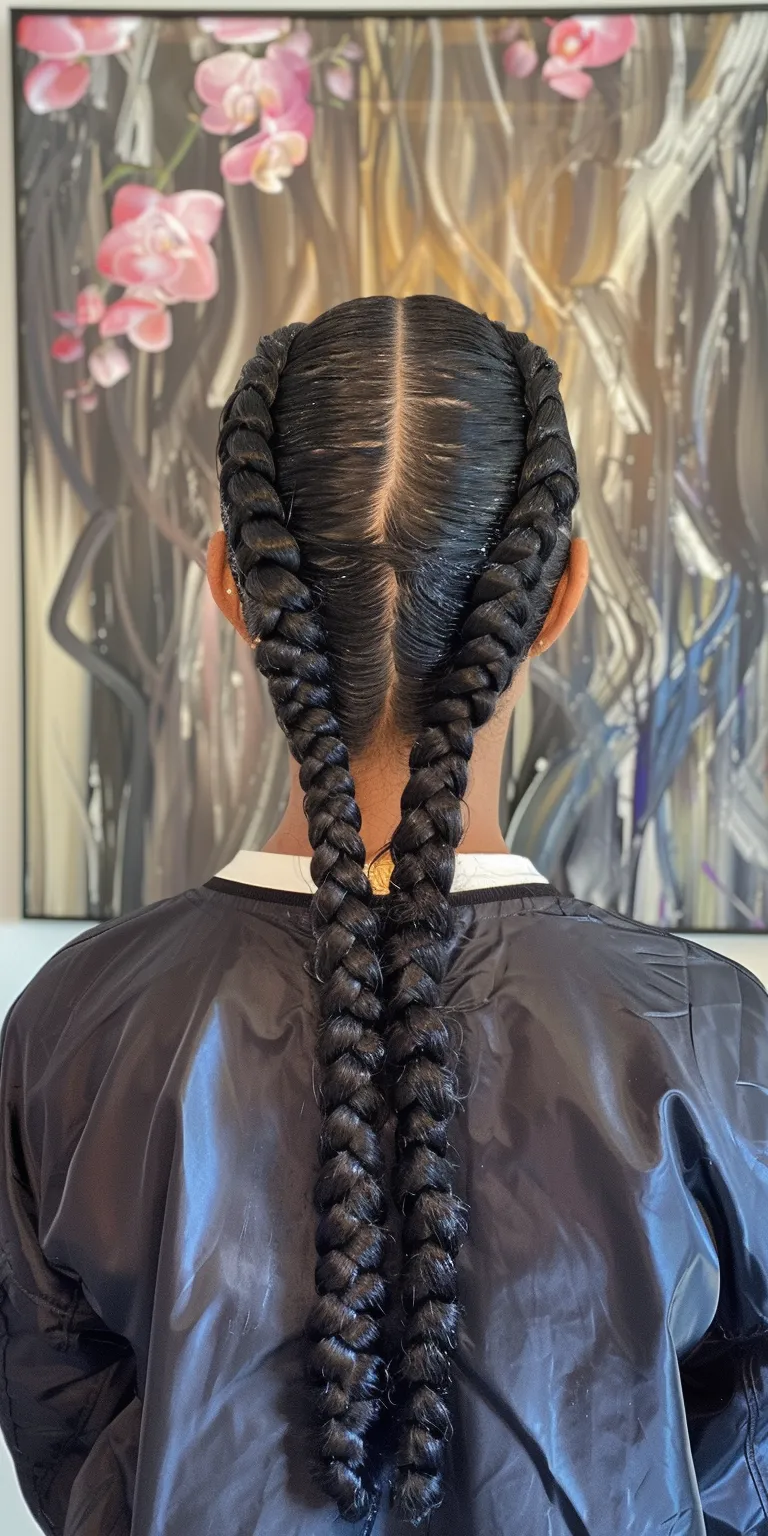 knotless braids with color French twist, Waterfall braids, Japanese women's hairstyles, braid, Hair crimping