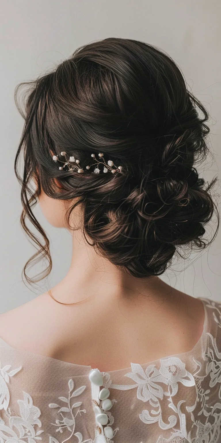 wedding hairstyles for short hair Milkmaid braid, Updo, Chignon, Japanese women's hairstyles, Ringlets