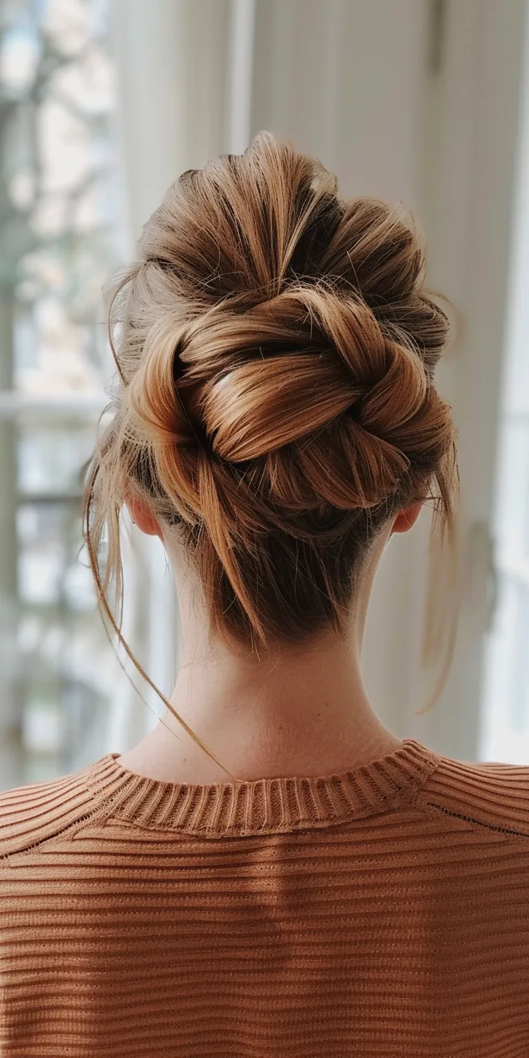 cute hairstyles for medium hair Updo, Ballerina bun, Chignon, French twist, Milkmaid braid