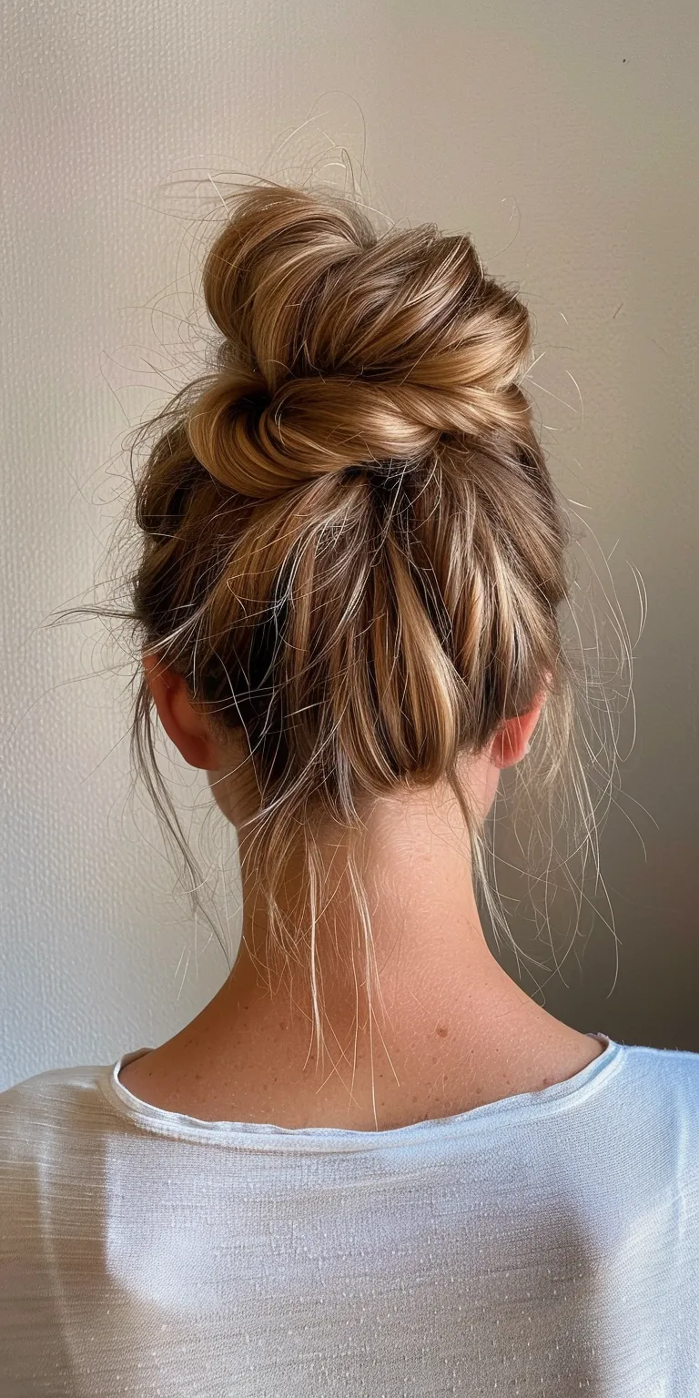 half bun hairstyle Chignon, Updo, Ballerina bun, French twist, braid